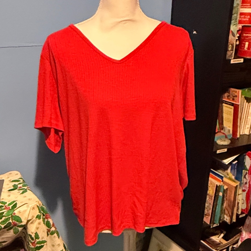 Old Navy Luxe Women's Red V-Neck Top Oversized